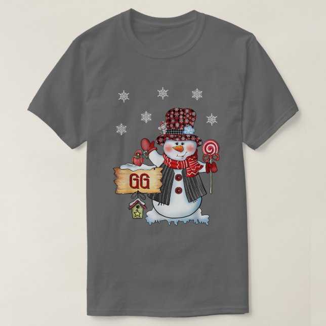 T-shirt Gg Snowman Sucre de canne de Noël Red Plaid Père N (Design devant)