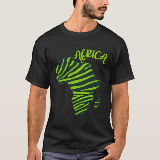 T-shirt GGT Zebra Green Striped Continent Afrique (Devant)