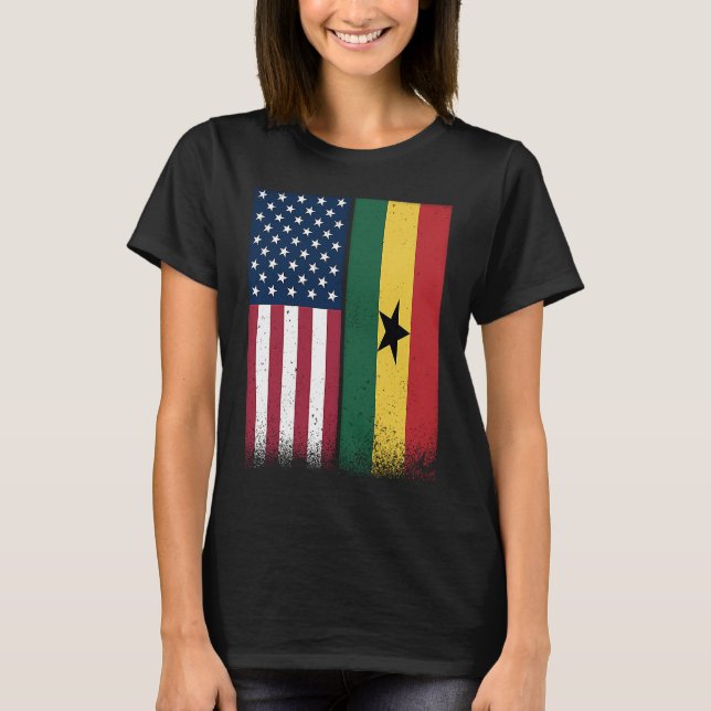 T-shirt Ghana Ghanéen États-Unis Drapeaux Fiers États-Unis (Devant)