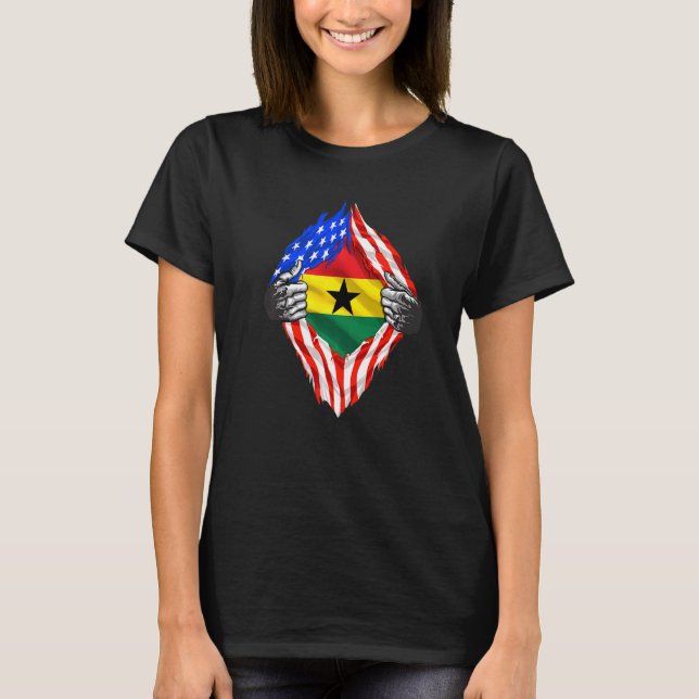 T-shirt Ghana Roots Usa Drapeau Patriotique Super Ghanaian (Devant)
