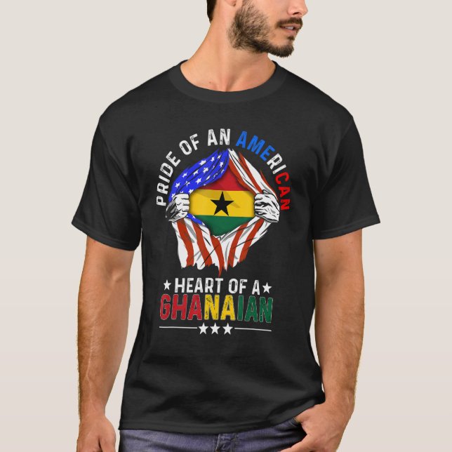 T-shirt Ghanaian American America Pride pays étranger Gh (Devant)