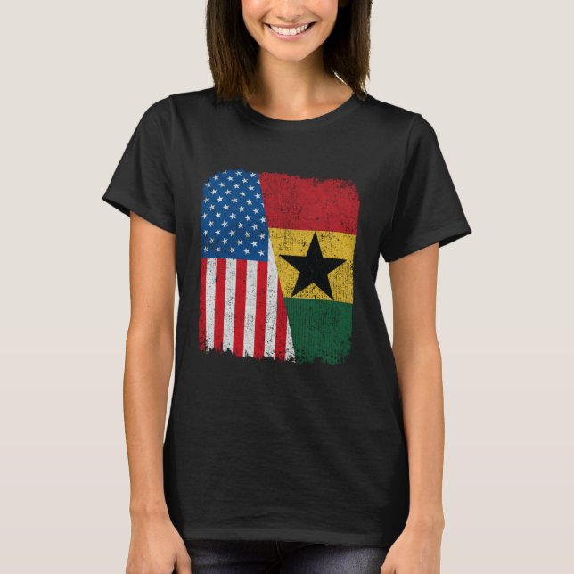 T-shirt Ghanaian American Flag Half USA Ghana Root Proud (Devant)