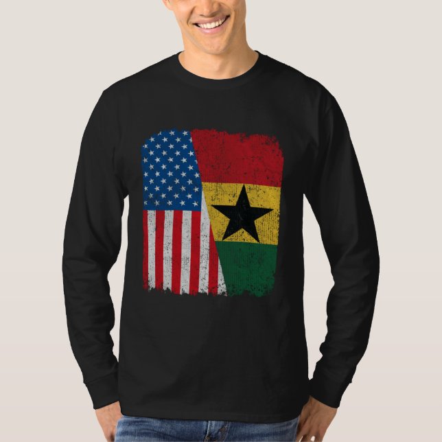 T-shirt Ghanaian American Flag Half USA Ghana Root Proud (Devant)