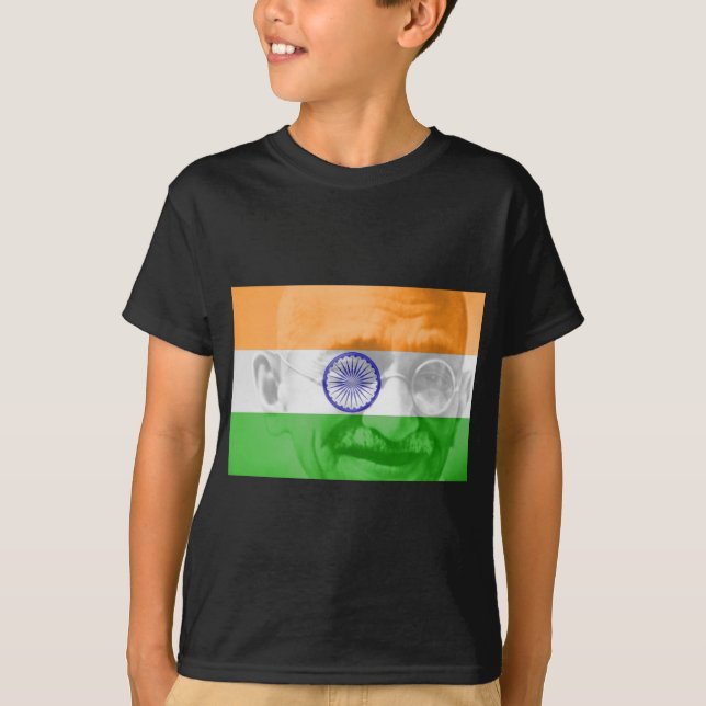 T-shirt Ghandi sur le drapeau indien (Devant)
