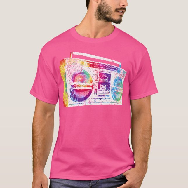 T-shirt Ghetto Blaster Boombox Radio Hip hop Music Tie Dye (Devant)