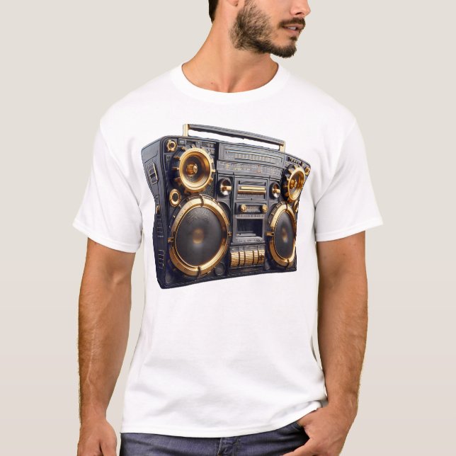 T-shirt Ghetto Blaster Gold 80'S 90'S Old School Rap Hip (Devant)
