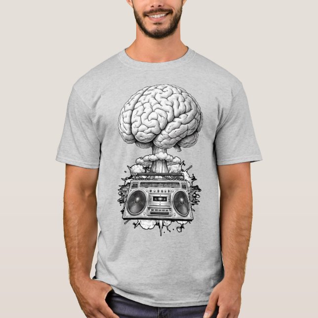 T-shirt Ghettoblaster Brain Explosion Illustration  (Devant)