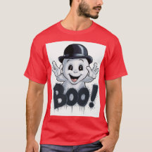 Ghost adorable avec Casquette Bowler et "BOO!" Gra