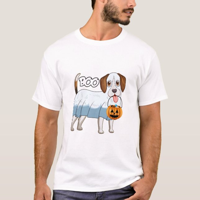 T-shirt Ghost Beagle Halloween Dog (Devant)