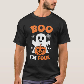 T-shirt Ghost Boo I m Four Year 4th Birthday Boys Hallowee