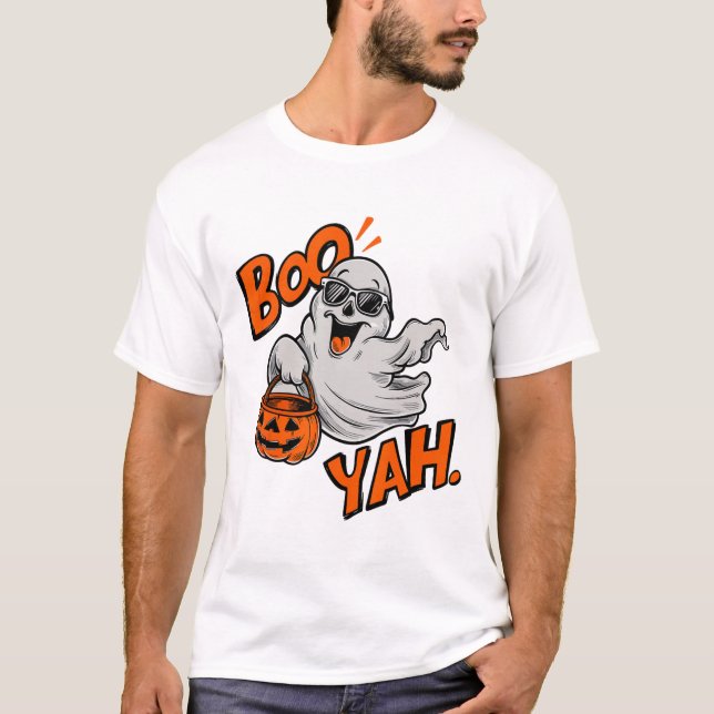 T-shirt Ghost Boo Yah Funny Chemise d'Halloween Éffrayante (Devant)