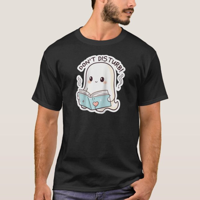 T-shirt Ghost Book Lover Lire des livres Style Sticker Aes (Devant)