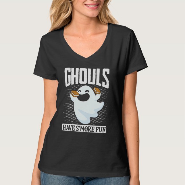 T-shirt Ghost Camping Halloween Ghouls Have SMore Fun Cost (Devant)