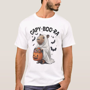 T-shirt Ghost Capybara Et Citrouille Drôle Halloween Enfan