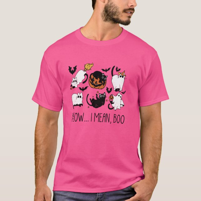 T-shirt Ghost Cat Meow (Devant)