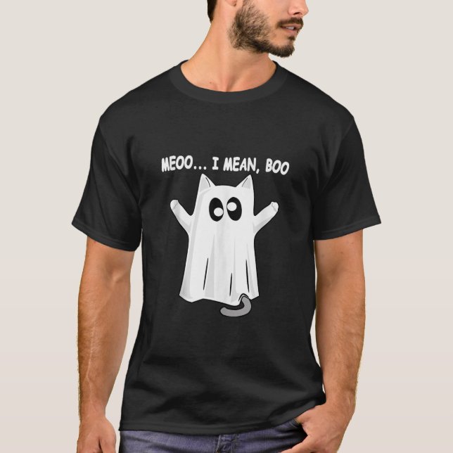 T-shirt Ghost Cat Meow (Devant)