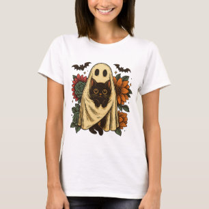 T-shirt Ghost cat png|ghostly halloween cat|halloween flor