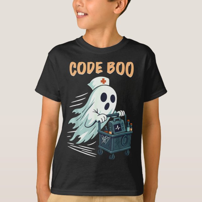 T-shirt Ghost Code Boo In The Icu Nursing Gift For Hallowe (Devant)