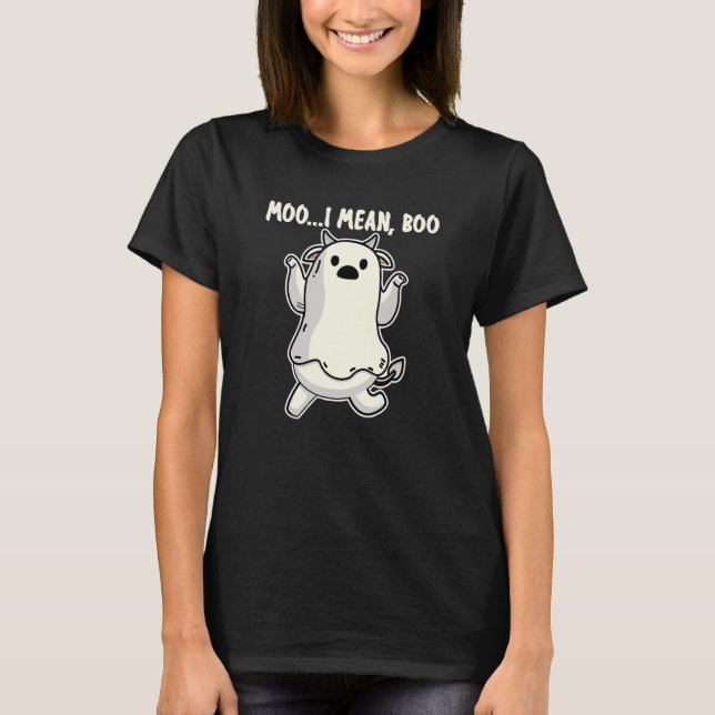 T-shirt Ghost Cow Moo I Signifie Boo Citation Citrouille H (Devant)