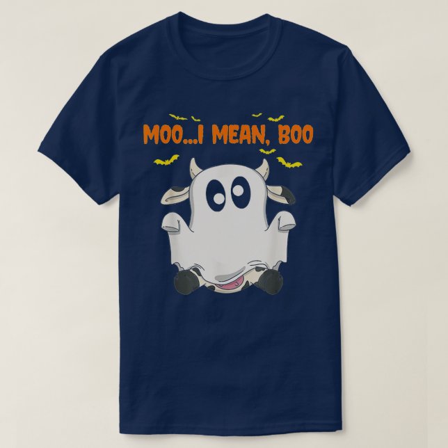T-shirt Ghost Cow Moo Je veux dire Boo Citrouille Éffrayan (Design devant)