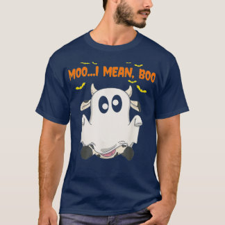 T-shirt Ghost Cow Moo Je veux dire Boo Citrouille Éffrayan