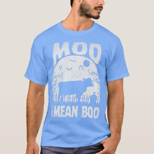 T-shirt Ghost Cow Moo Je veux dire Boo Citrouille Moon Hal