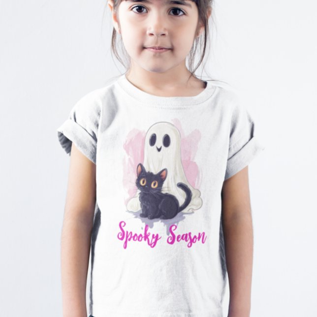 T-Shirt Ghost Cute Black Cat Pink Spooky Season (Créateur téléchargé)