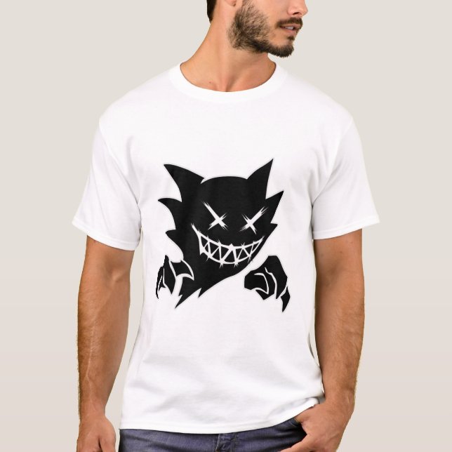 T-shirt Ghost Demon Sketchy Blackwork Tattoo Flash (Devant)