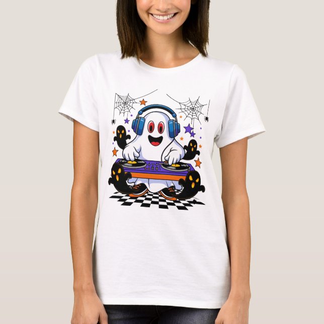 T-shirt Ghost DJ Halloween Design (Devant)