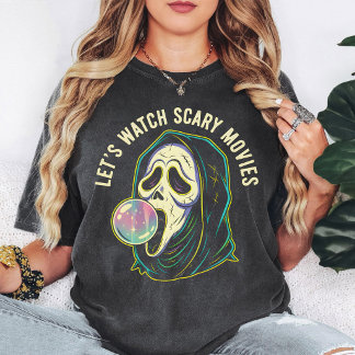 T-shirt Ghost Face Let's Watch Scary Movies Bubblegum