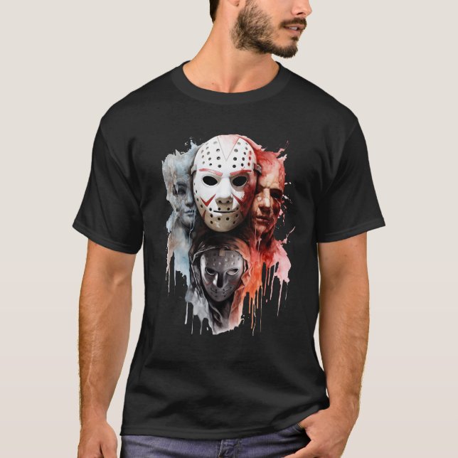 T-shirt Ghost Face, Michael, Jason et Freddy Krueger (Devant)