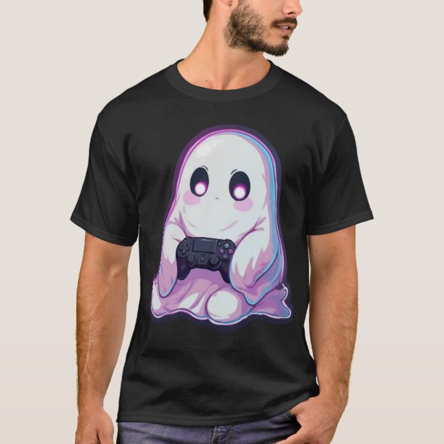 T-Shirt Ghost Gamer – Conception de jeu minimalist (Devant)