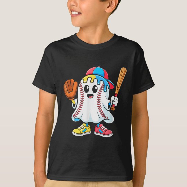 T-shirt Ghost Ghost Cream Baseball Spots Baseball Drits (Devant)