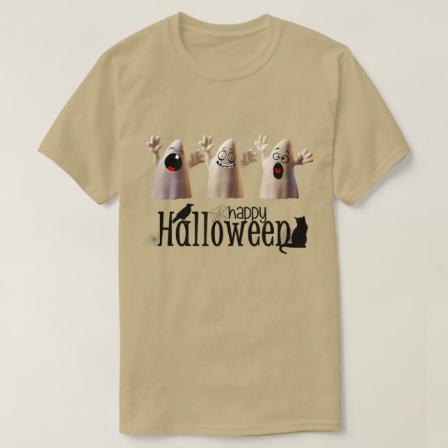 T-shirt Ghost Ghost Halloween heureux (Design devant)