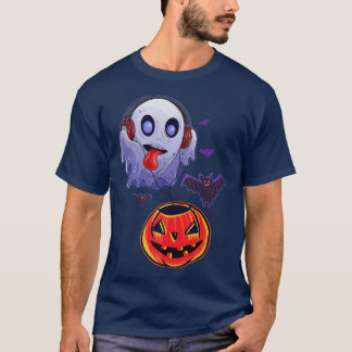 T-shirt Ghost Hear Musique Citrouille Halloween Costume Ho