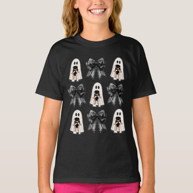 T-shirt Ghost Holding Rottweiler Chiot Et Coquettes (Devant)