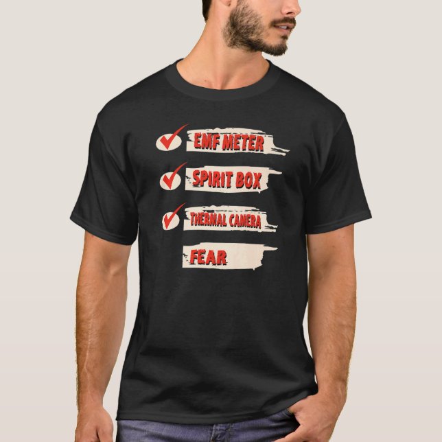 T-shirt Ghost Hunter Checklist EMF Meter Paranormal Invest (Devant)