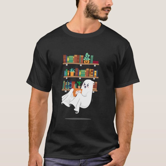 T-shirt Ghost Lecture Livre Librarian Bookworm Professeur  (Devant)
