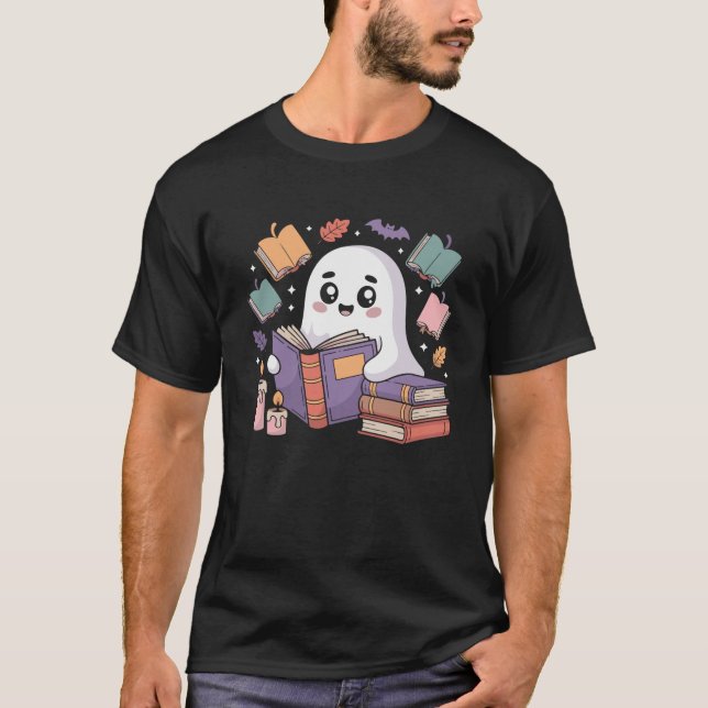 T-shirt Ghost Librairie Lecture Livres Halloween Costume A (Devant)