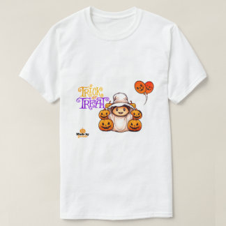 T-shirt Ghost mignon avec Bac Citrouille ou traiter Hallow