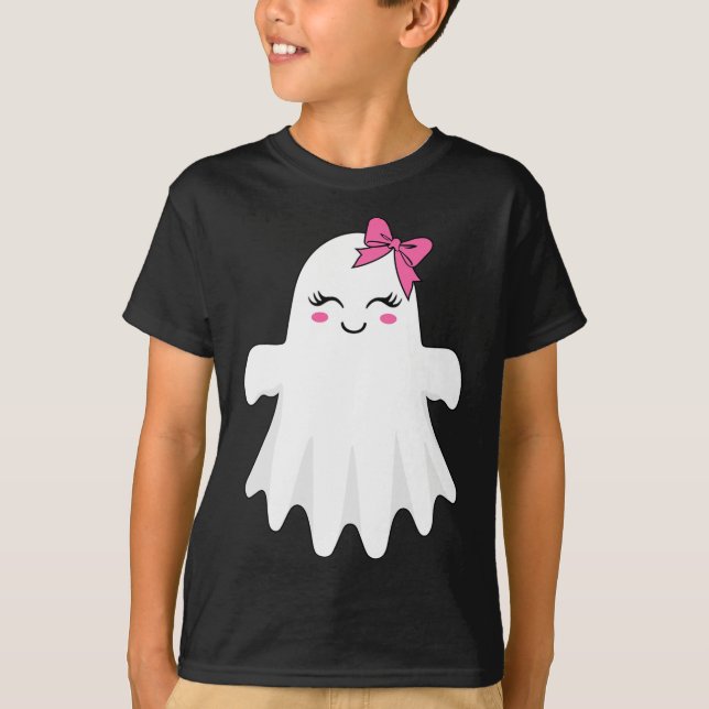 T-shirt Ghost mignon Avec Bow Boo Costume Halloween Pour F (Devant)