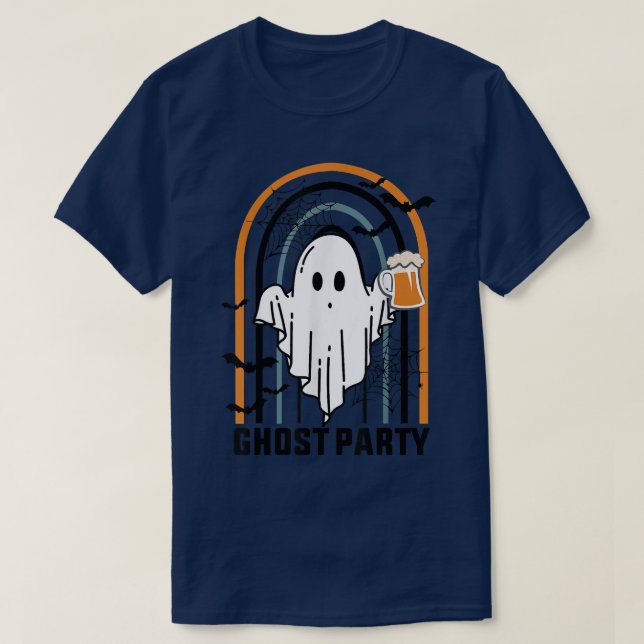 T-shirt Ghost Party, Halloween Drinking Ghost, Retro Vinta (Design devant)