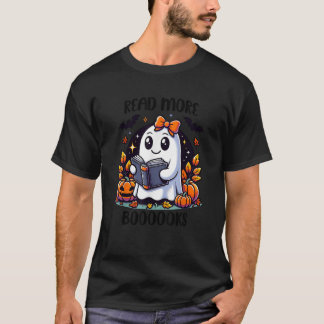 T-shirt Ghost Reading Books Cute Halloween Teacher Librair
