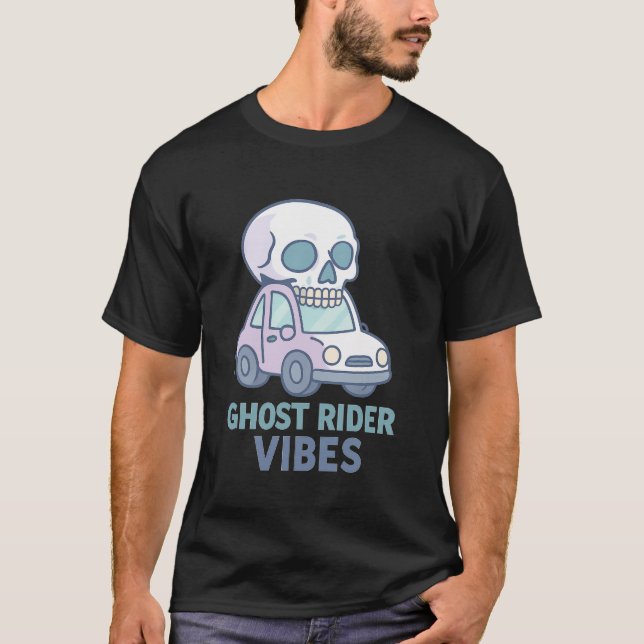 T-shirt Ghost Rider Vibes Skull Driving Car (Devant)