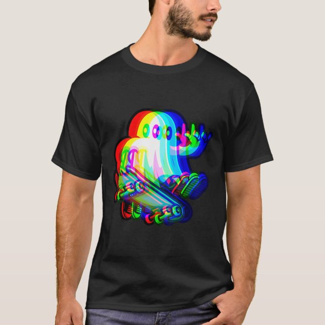 T-shirt Ghost Trippy Vaporwave Halloween Techno Rave Edm (Devant)