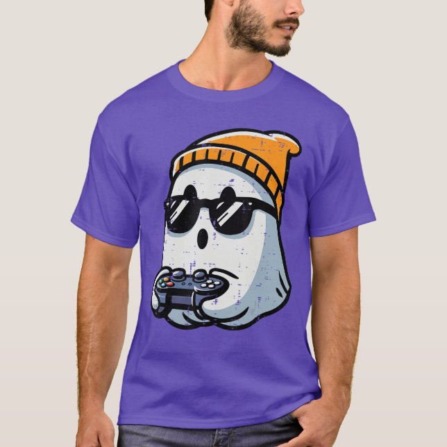 T-shirt Ghost Video Gamer Gaming Halloween Men Boys een Yo (Devant)