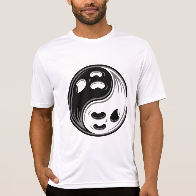 T-shirt Ghost Yin Yang Noir et blanc (Devant)