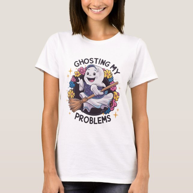 T-shirt Ghosting my Problems, Drôle Ghost Design Femme (Devant)