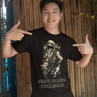 T-shirt Ghosts Don't Play Nice : Evil Ghost with Gun