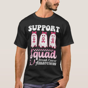 T-shirt Ghosts Et Pink Ribbon Support Squad Cancer Du Sein